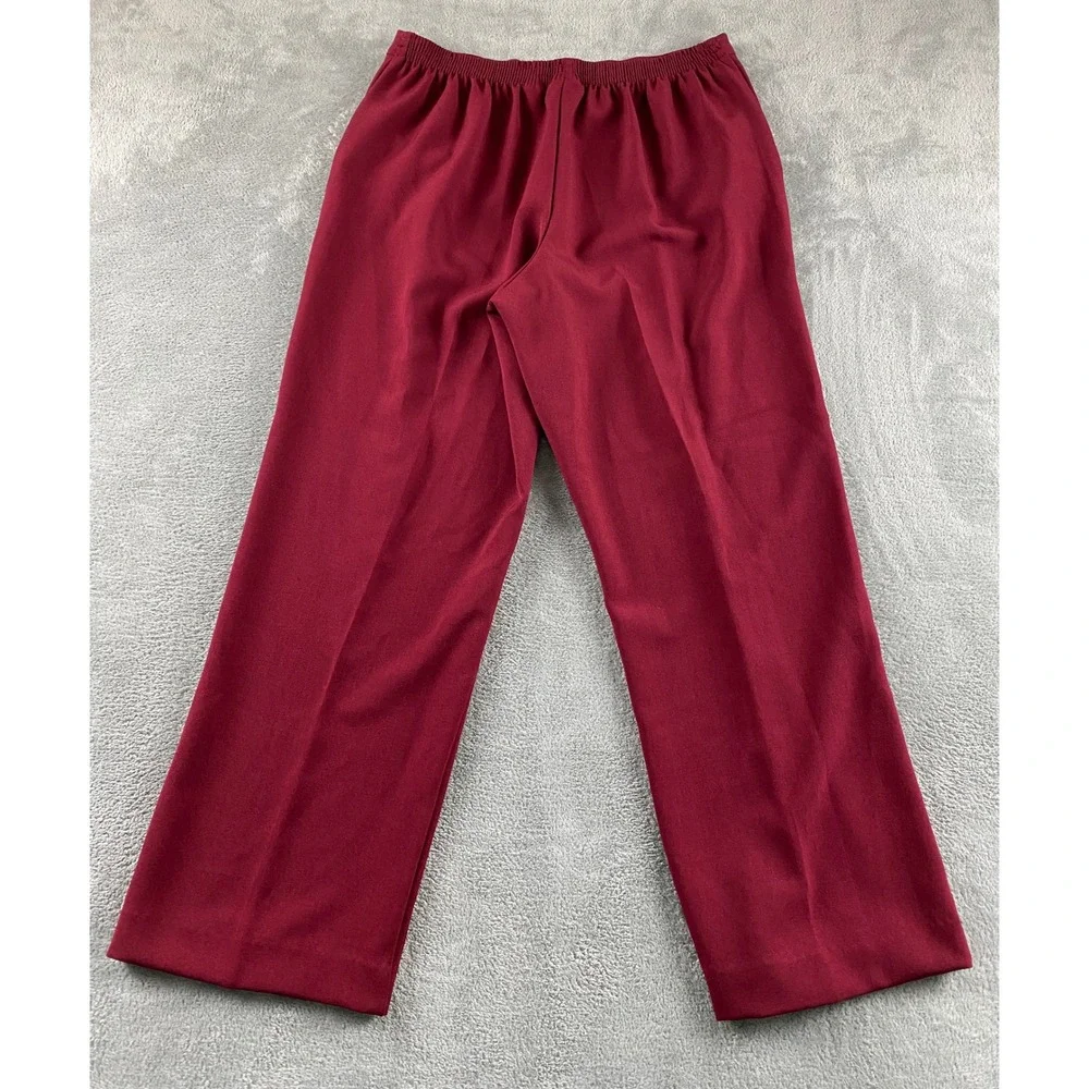 Alfred Dunner Burgundy Straight Leg Dress Pants Womens 12 Pull On Stretch Maroon